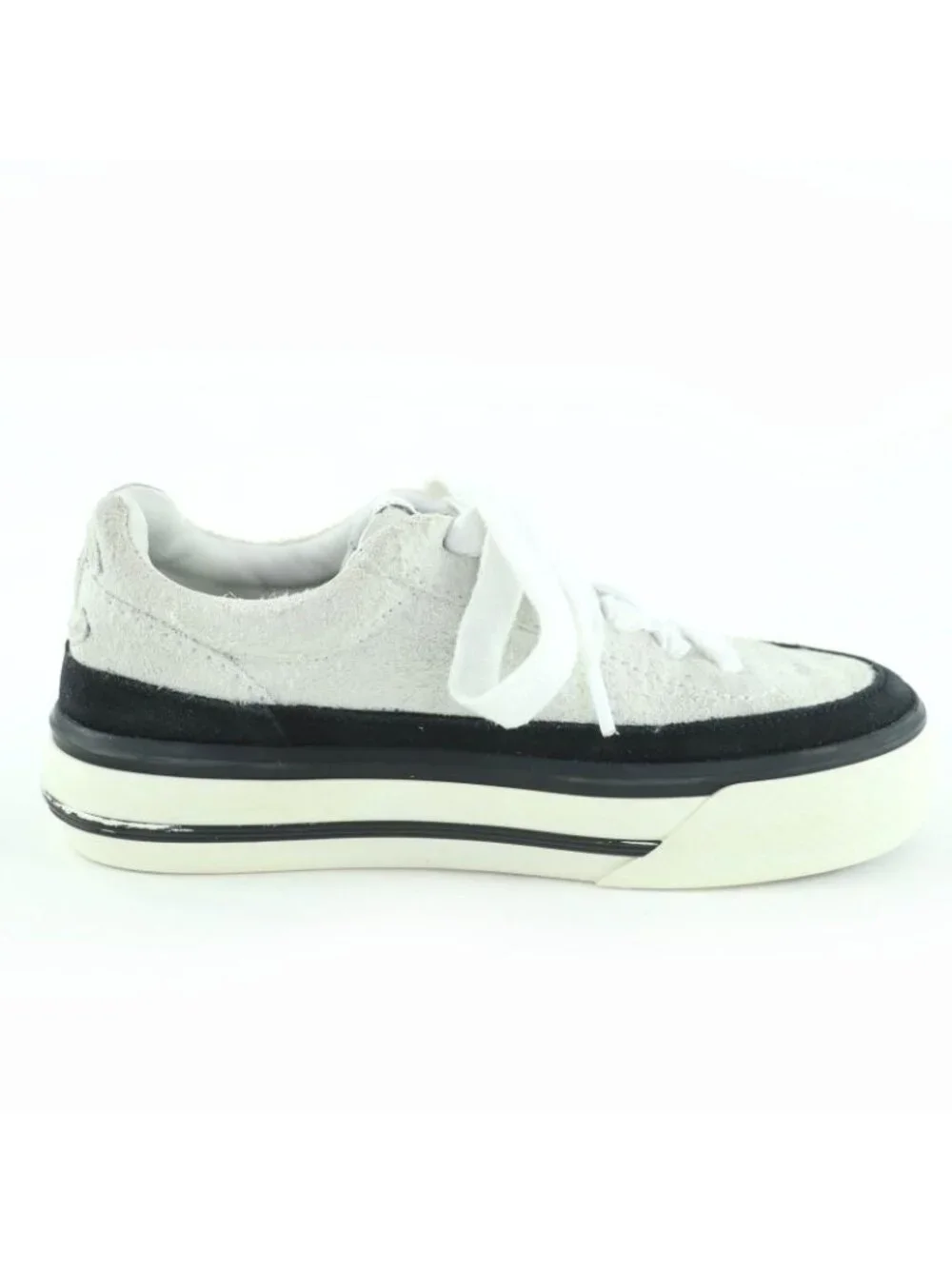 Chanel Coco Mark Lace Up Suede Leather Low-cut Sneakers White - Picture 5 of 9